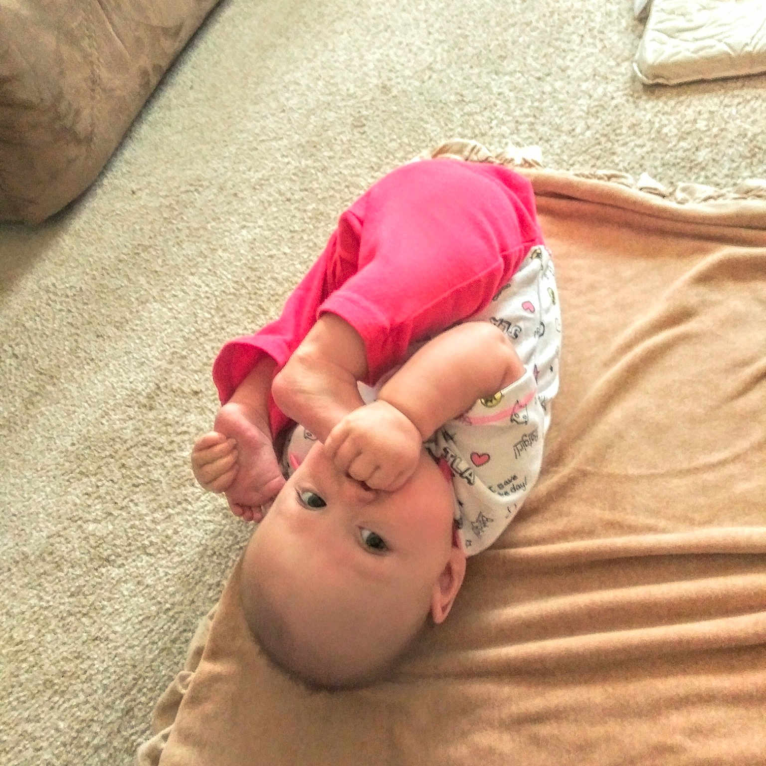 Megan joined the competition — help win amazing prizes! arm, baby, child, finger, foot, hand, leg, pink, play, toddler, toe