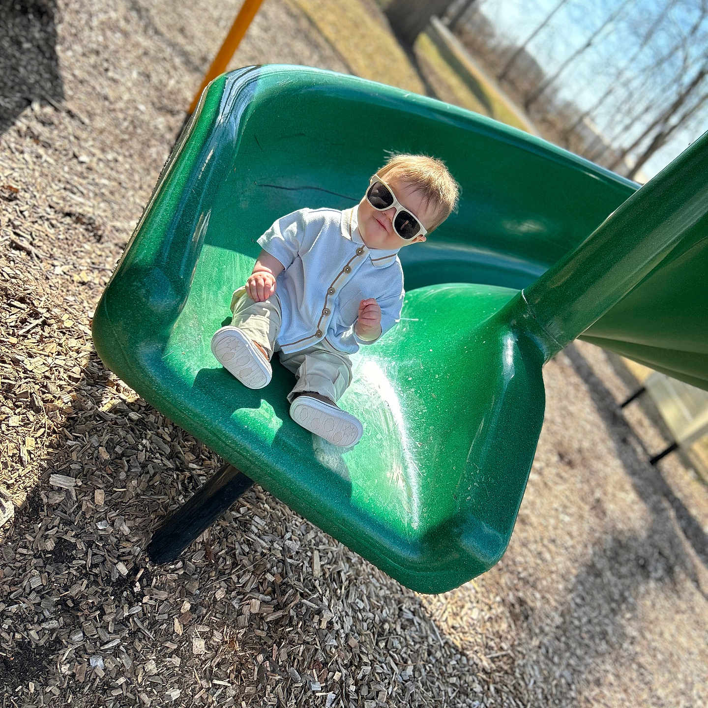 Kohen joined the competition — help win amazing prizes! accessories, baby, clothing, face, footwear, glasses, grass, head, nature, outdoorplayarea, outdoors, person, photography, plant, playarea, portrait, shoe, sitting, sliding, sunglasses