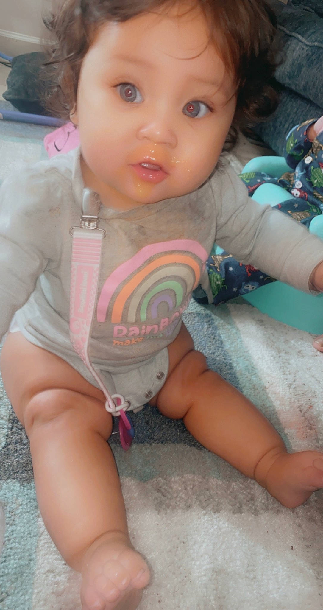 Khloe joined the competition — help win amazing prizes! baby, baby_toddler_clothing, cheek, eye, finger, hair, head, iris, joint, leg, mouth, nose, organ, people, person, photograph, pink, skin, surprise, thigh