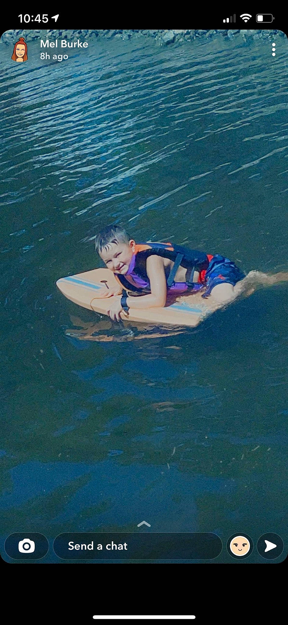 Sawyer is registered to the contest to win money with this photo: boardsport, boats_and_boating_equipment_and_supplies, elbow, electric_blue, joy, lake, leisure, person, personal_protective_equipment, recreation, sports, sports_equipment, surface_water_sports, surfboard, surfing, surfing_equipment, thigh, vehicle, water, water_transportation