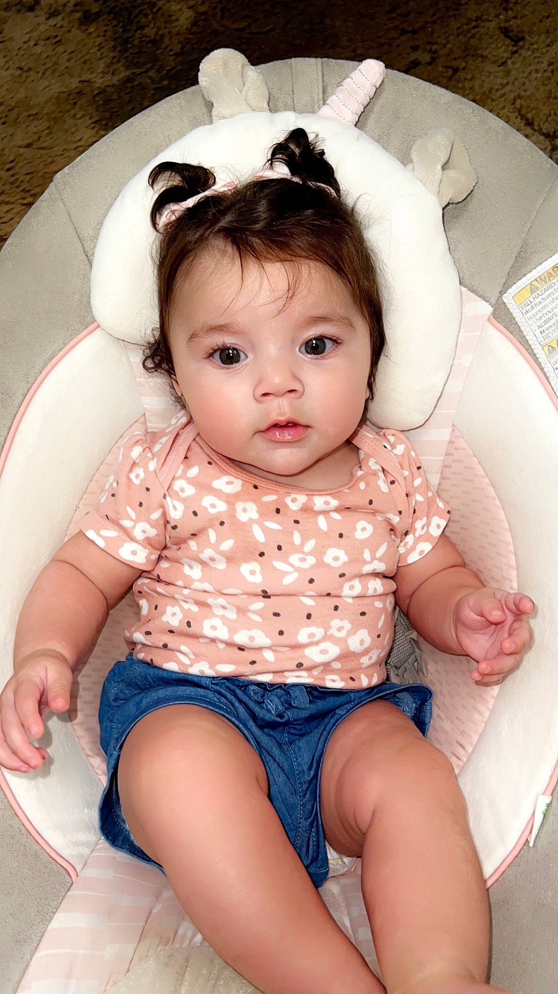 Adalyn is registered to the contest to win money with this photo: baby, baby_toddler_clothing, cheek, eyelash, finger, flash_photography, hair, hairstyle, head, iris, lip, mouth, neck, organ, person, pink, skin, sleeve, thigh, toddler