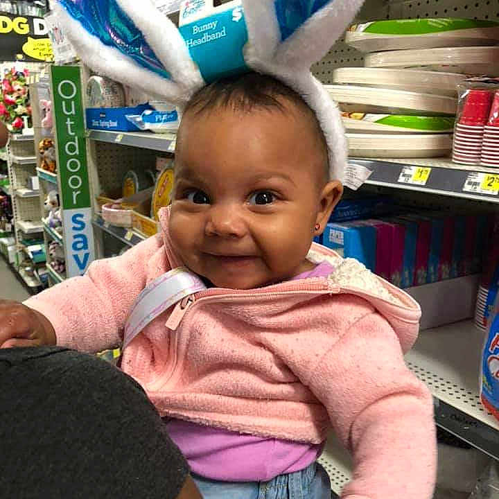 Jaylah joined the competition — help win amazing prizes! baby, cheek, child, ear, head, neck, person, product, smile, toddler