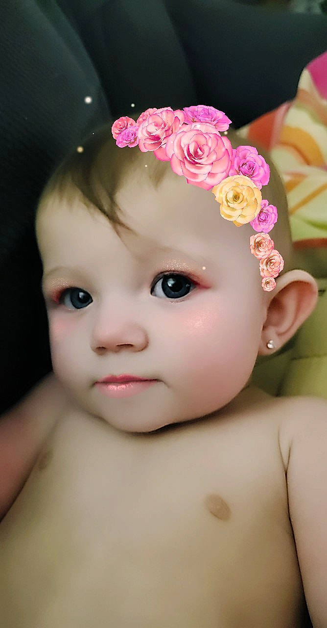 Amariana joined the competition — help win amazing prizes! baby, beauty, cheek, child, close_up, eye, face, fashion_accessory, flower, forehead, hair_accessory, head, headband, headgear, headpiece, lip, person, pink, plant, skin