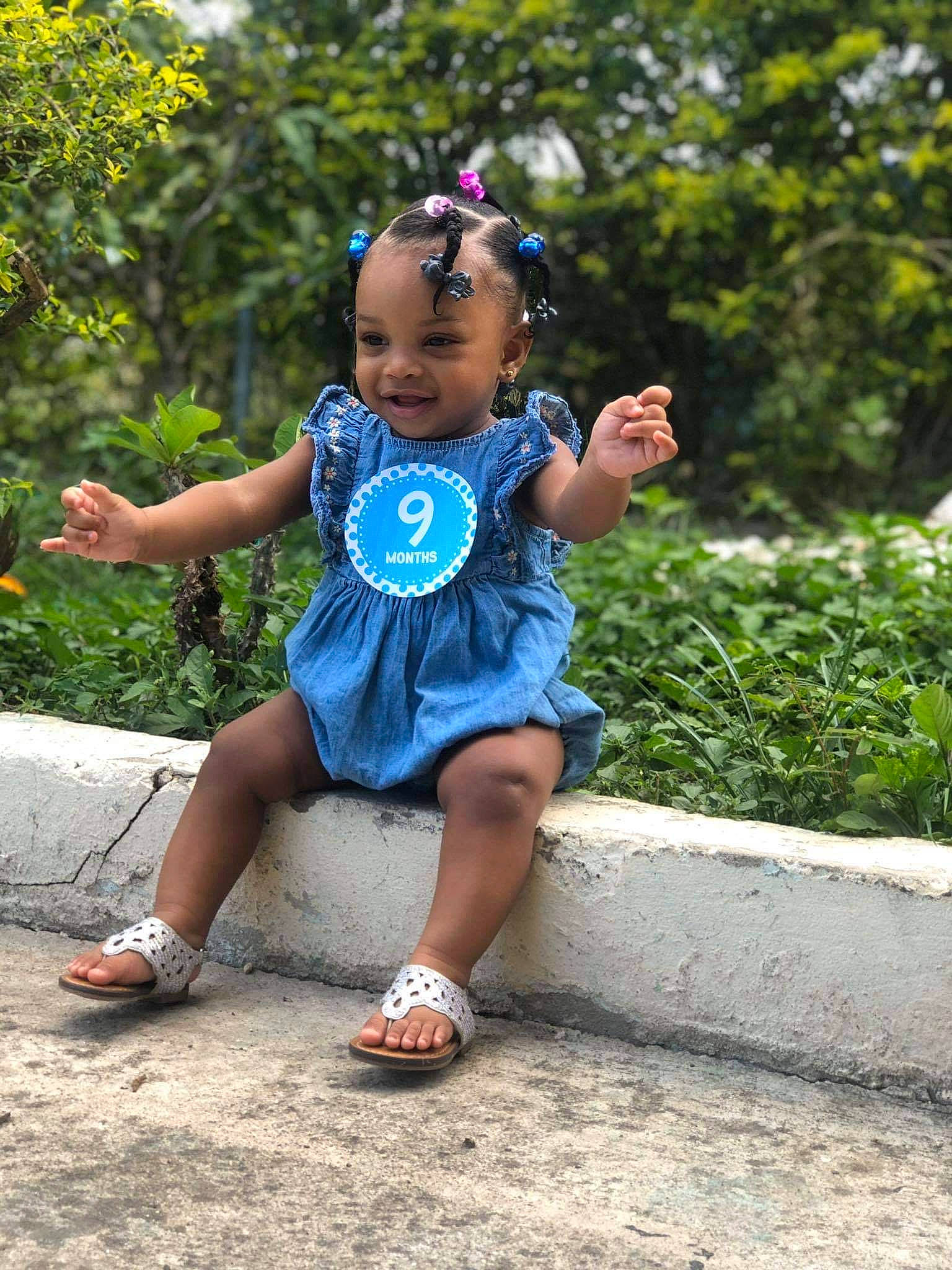 Kendra joined the competition — help win amazing prizes! baby_toddler_clothing, child, electric_blue, facial_expression, fun, grass, hairstyle, happy, joy, leisure, people_in_nature, person, plant, recreation, shoe, shoulder, smile, street_fashion, t_shirt, toddler