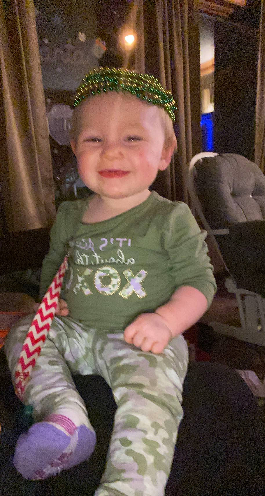 Kaylynn is registered to the contest to win money with this photo: baby, baby_toddler_clothing, cap, cheek, chin, cool, costume_hat, curtain, eye, facial_expression, fun, hairstyle, head, human_body, iris, joy, person, skin, sleeve, smile