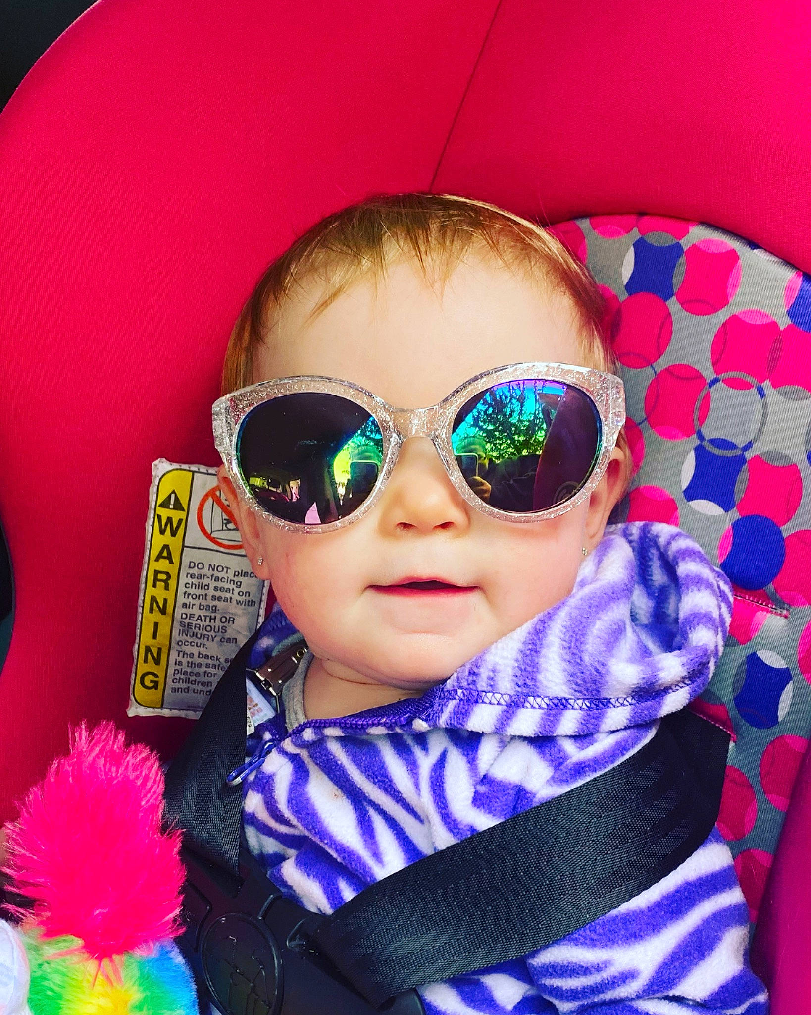 Kaylynn is registered to the contest to win money with this photo: baby_toddler_clothing, cheek, eye_glass_accessory, eyewear, glasses, goggles, green, hairstyle, happy, head, headgear, iris, mouth, person, photograph, pink, purple, smile, sunglasses, textile