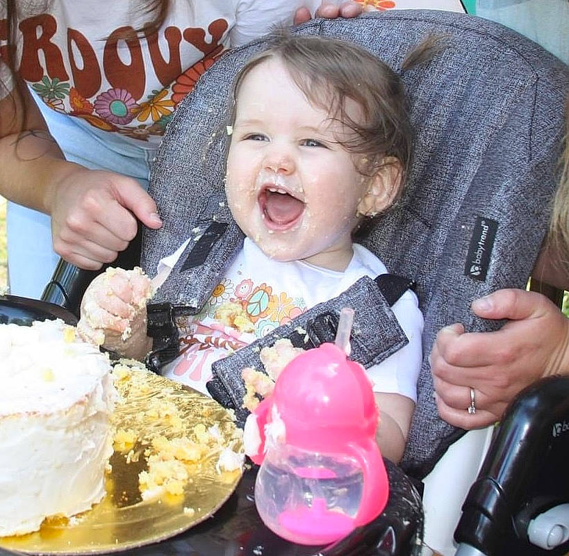 Rory joined the competition — help win amazing prizes! baby, baby_toddler_clothing, birthday_cake, cake, cake_decorating, cake_decorating_supply, cheek, child, event, food, happy, ingredient, person, plate, sharing, skin, smile, sugar_cake, sweetness, tableware