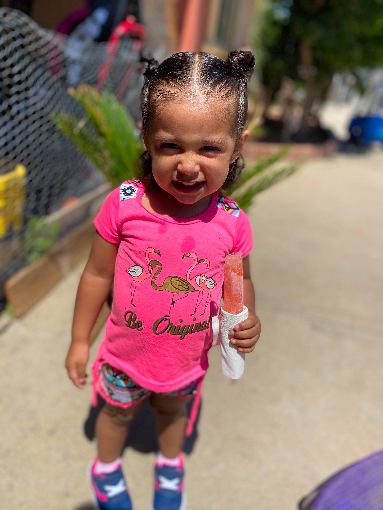 Emmalyn is registered to the contest to win money with this photo: child, community, face, hair, hairstyle, happy, head, lip, people, person, pink, plant, play, playground, recreation, skin, smile, summer, toddler, vacation