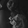 Gabriel joined the competition — help win amazing prizes! black_and_white, newborn, baby, woman, portrait, smile, tattoo, sleeping, blanket, intimacy, love, mother, child, face, arm, indoor, closeup, person, holding, peaceful
