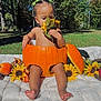Kahlani joined the competition — help win amazing prizes! toddler, child, pumpkin, sunflower, outdoor, grass, blanket, fall, autumn, cute, baby, nature, green_bows, flower, seasonal, holiday, playful, sunlight, smiling, portrait