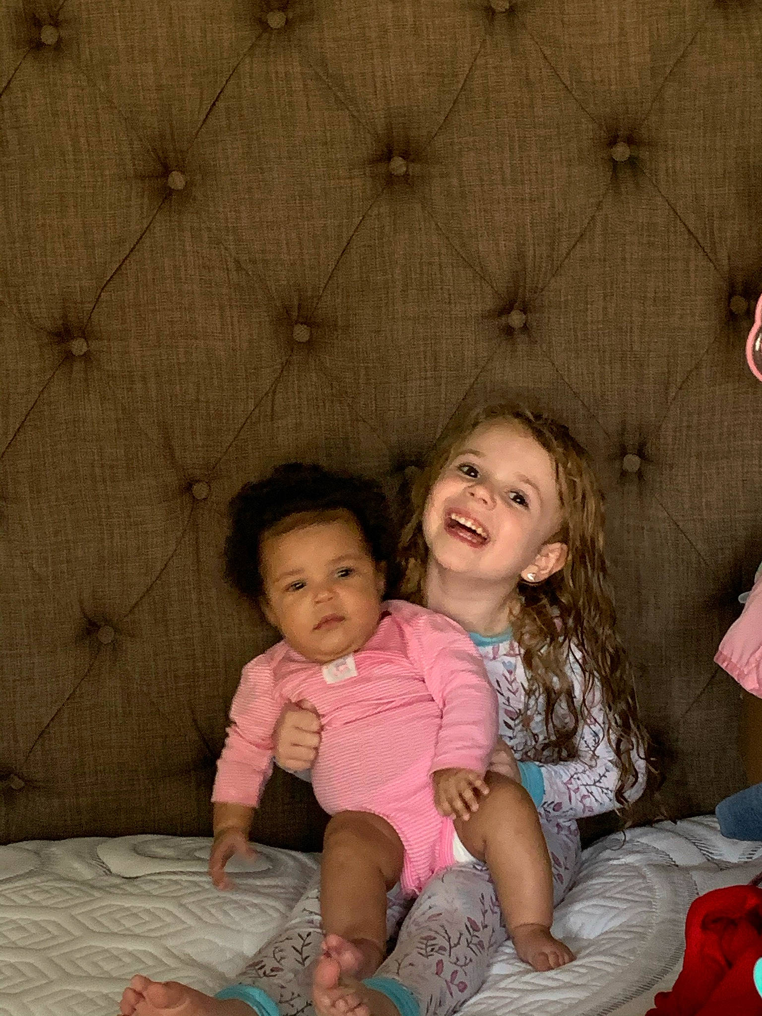 Emma is registered to the contest to win money with this photo: baby_toddler_clothing, cheek, comfort, eye, facial_expression, fun, hairstyle, happy, head, iris, joy, mammal, mouth, organ, person, photograph, pink, plant, skin, smile