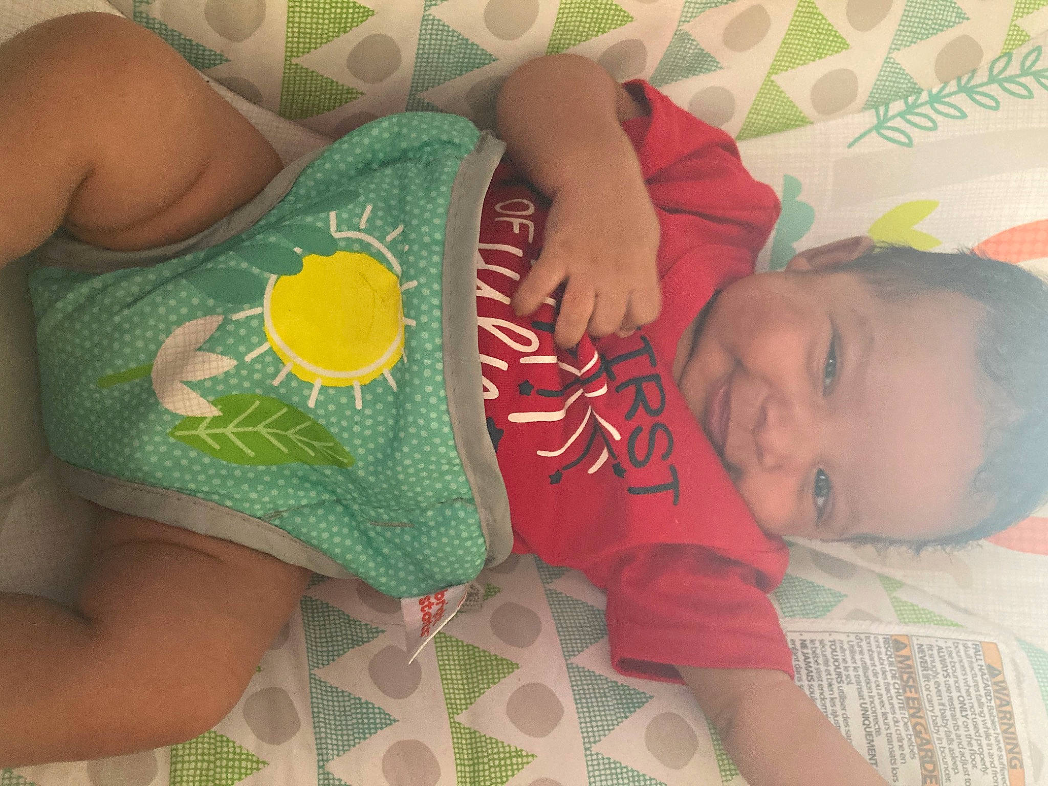 Ezekiel joined the competition — help win amazing prizes! adaptation, arm, baby, baby_toddler_clothing, child, comfort, elbow, finger, green, head, headgear, linens, mammal, pattern, person, skin, smile, t_shirt, textile, toddler