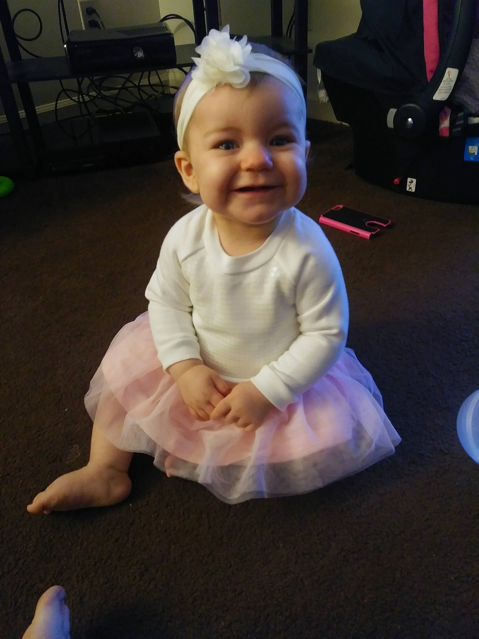 Joanne is registered to the contest to win money with this photo: child, day, fun, girl, hair_accessory, happiness, infant, joy, person, play, product, sitting, skin, smile, standing, textile, toddler