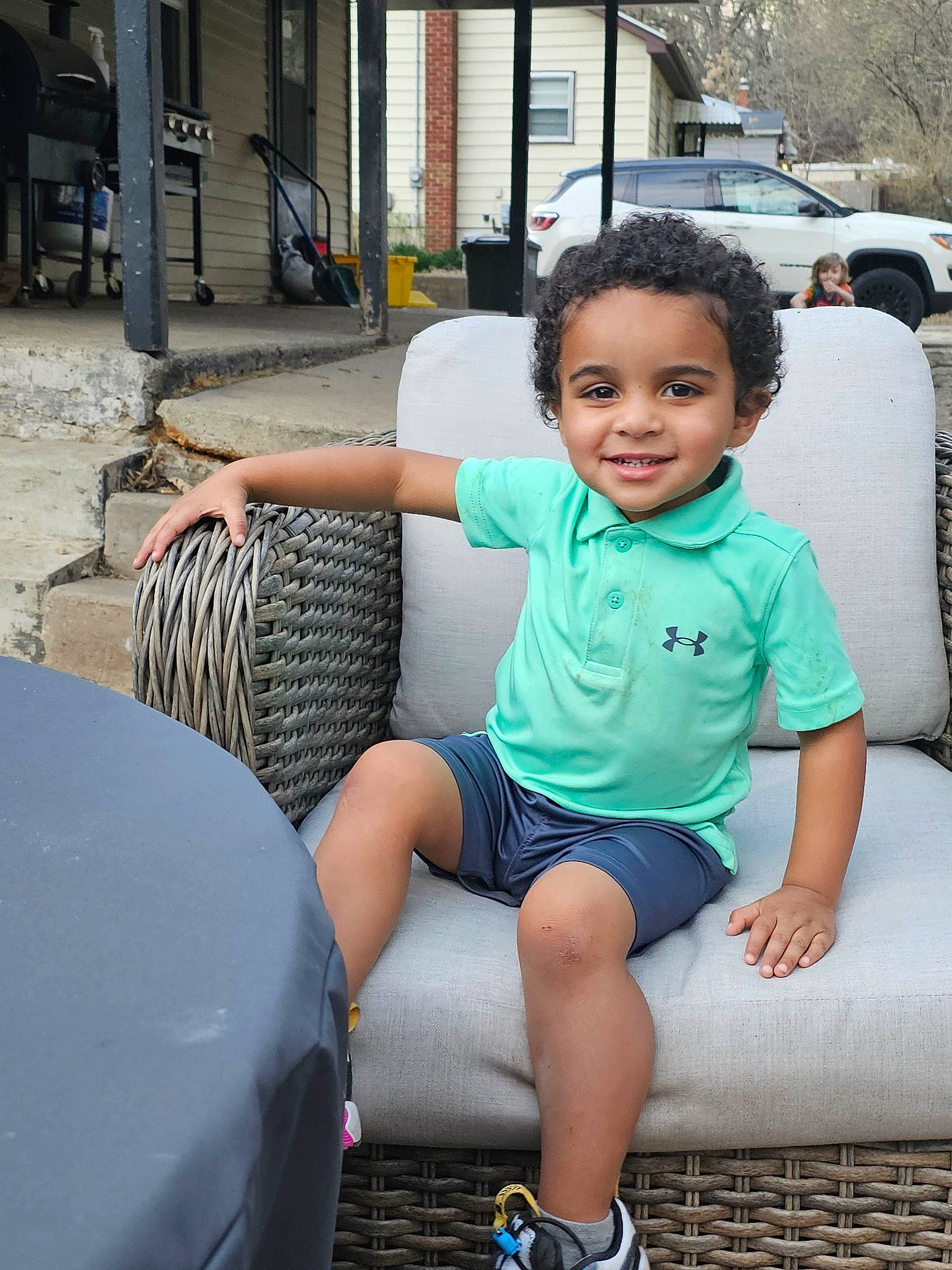 Jabari joined the competition — help win amazing prizes! automotive_design, automotive_tire, car, child, cool, fun, hairstyle, happy, human_leg, joy, lap, leisure, motor_vehicle, person, recreation, shorts, sitting, smile, t_shirt, thigh