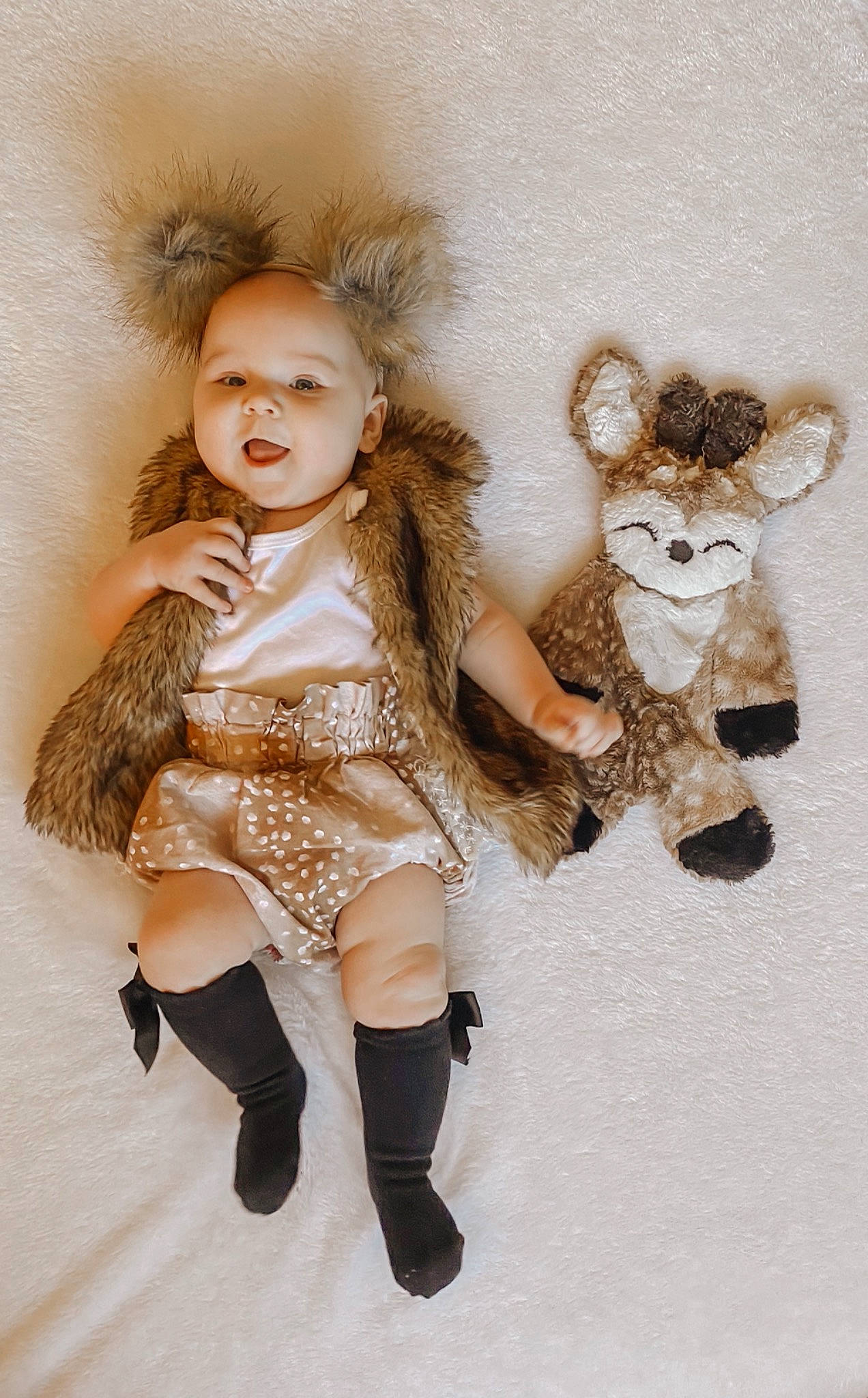 Everleigh joined the competition — help win amazing prizes! brown_hair, child, costume, doll, fawn, fur, fur_clothing, head, joint, knee, leg, person, stuffed_toy, teddy_bear, thigh, toy