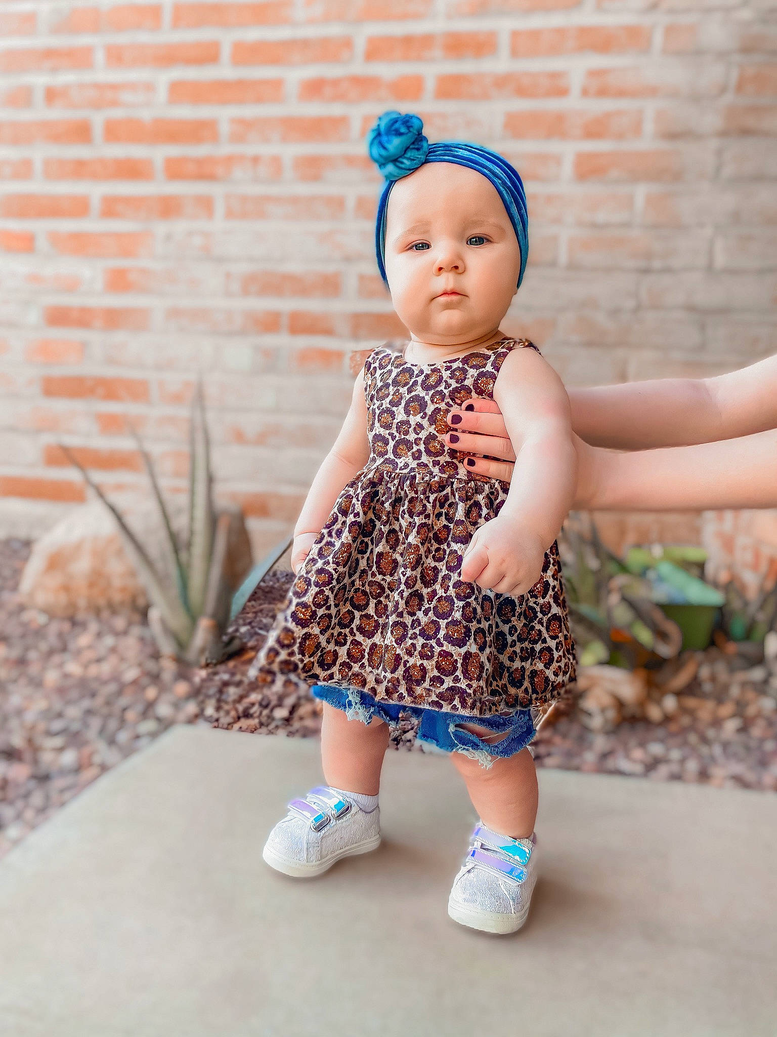 Everleigh is registered to the contest to win money with this photo: baby, baby_toddler_clothing, beauty, blue, child, child_model, clothing, design, dress, footwear, hair_accessory, headband, headgear, headwear, pattern, person, shoe, skin, toddler, yellow