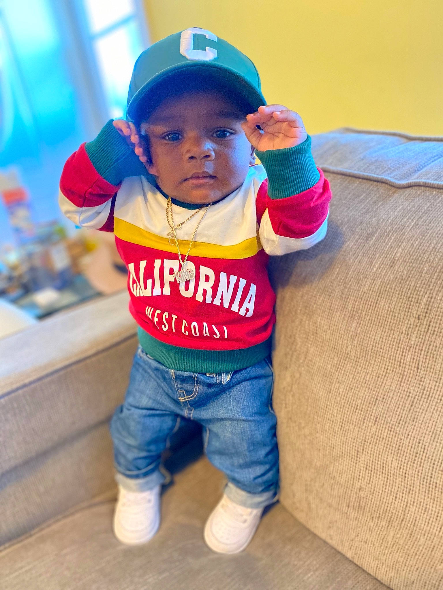 Cannon joined the competition — help win amazing prizes! baby_toddler_clothing, baseball_cap, cap, child, cool, denim, electric_blue, flooring, happy, hat, headgear, jacket, jersey, logo, outerwear, person, personal_protective_equipment, sleeve, sportswear, t_shirt