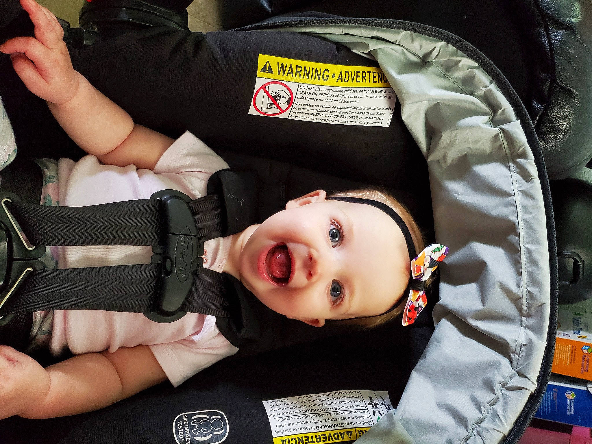 Charlotte joined the competition — help win amazing prizes! auto_part, baby, baby_carriage, baby_products, car_seat, child, comfort, elbow, fun, gesture, hairstyle, mammal, nail, person, product, sitting, smile, thumb, toddler, vertebrate
