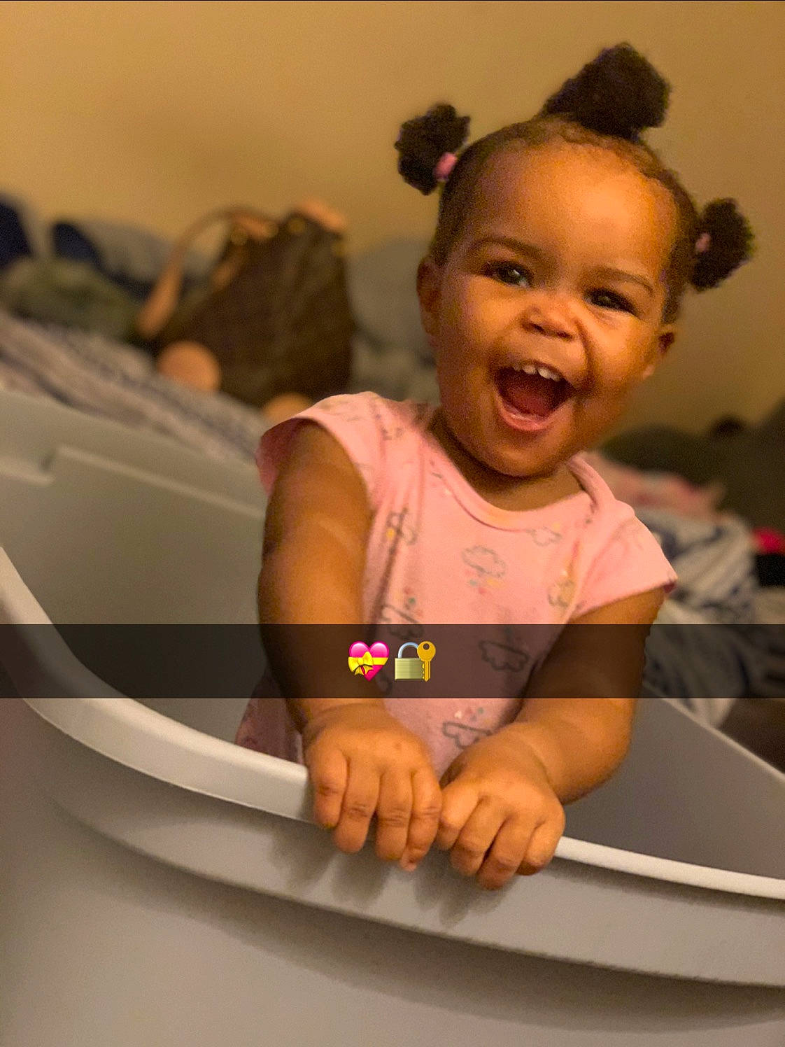 Layanna is registered to the contest to win money with this photo: arm, child, facial_expression, fun, person, smile, toddler