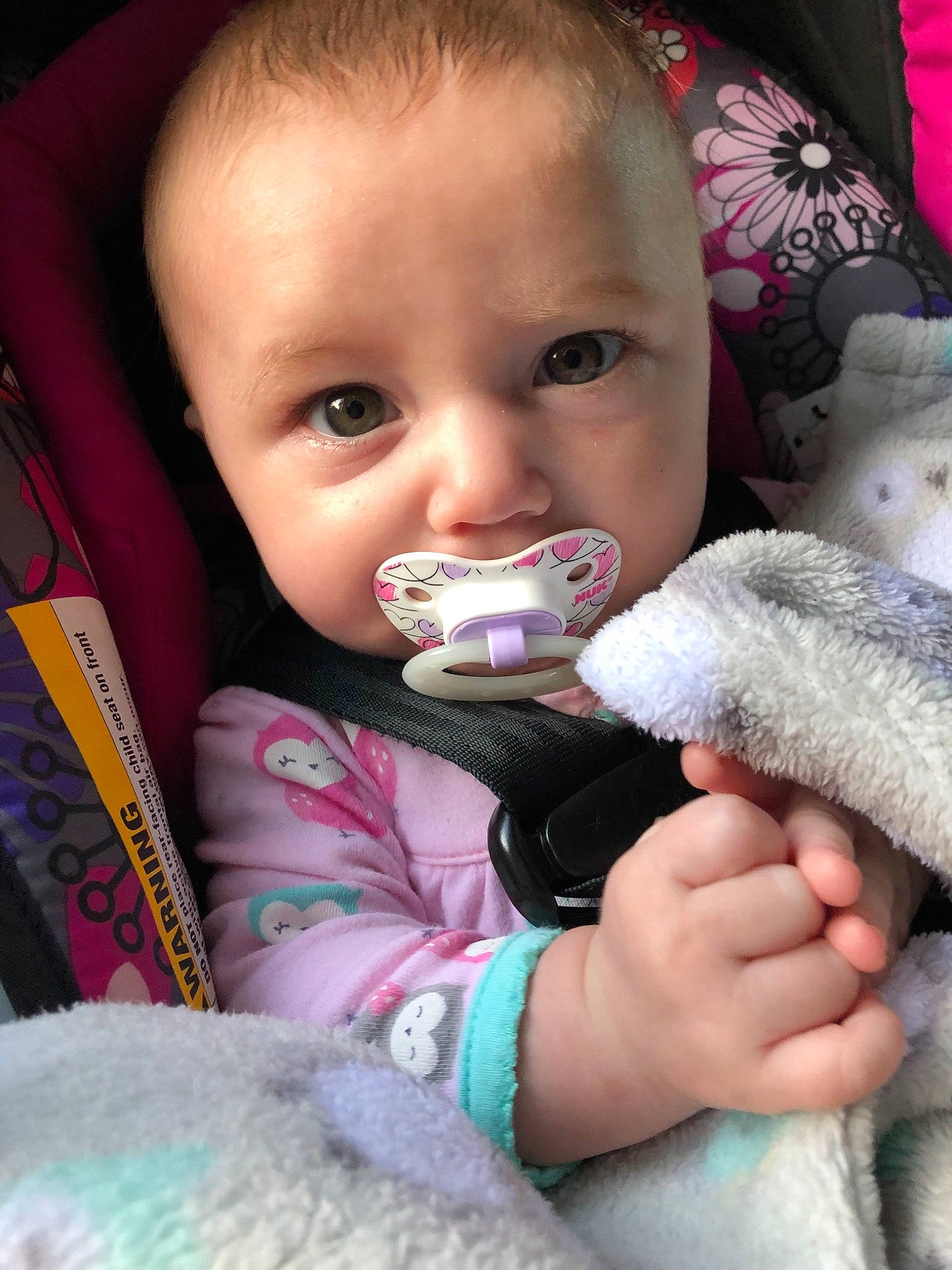 Madyson is registered to the contest to win money with this photo: baby, baby_in_car_seat, baby_products, car_seat, cheek, child, finger, joy, lip, nail, nose, person, skin, smile, toddler