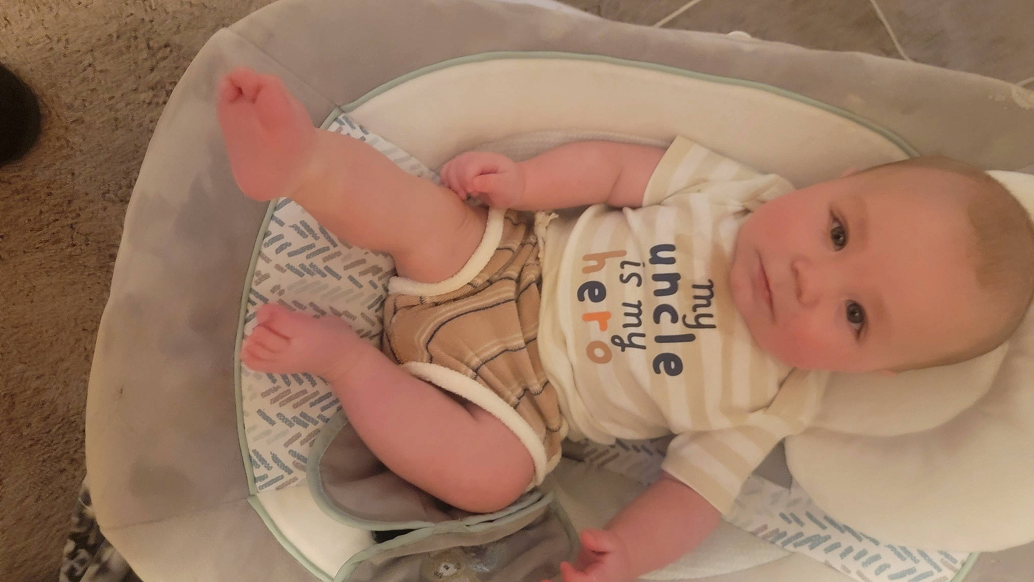 Liam joined the competition — help win amazing prizes! baby, baby_products, baby_safety, baby_sleeping, baby_toddler_clothing, cheek, child, circle, comfort, cradle, finger, infant_bed, laundry_basket, linens, mouth, nail, person, skin, sleeve, thigh