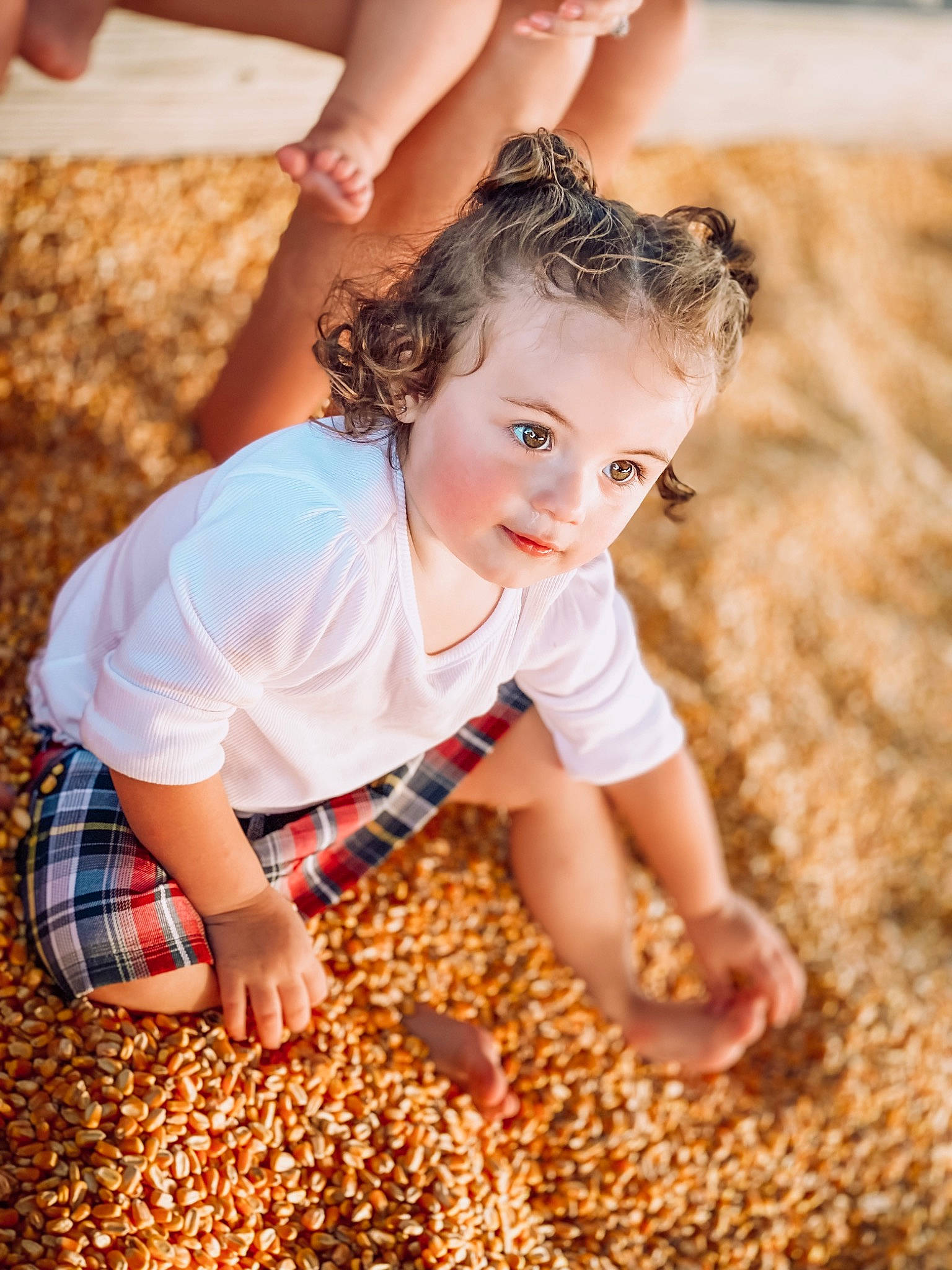 Sara is registered to the contest to win money with this photo: baby_toddler_clothing, blond, child, dress, flash_photography, flooring, fun, grass, happy, head, light, orange, people, people_in_nature, person, photograph, plant, smile, snapshot, sunlight