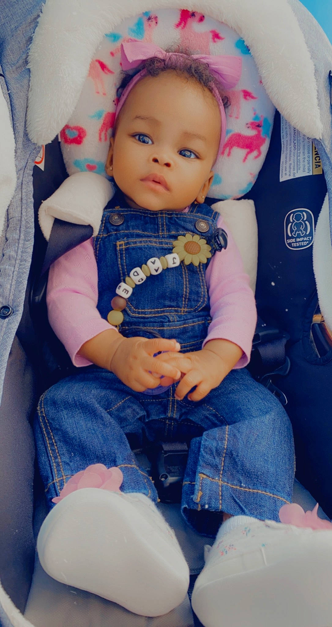 Jade joined the competition — help win amazing prizes! baby, baby_toddler_clothing, chair, cheek, child, comfort, denim, doll, electric_blue, hand, head, jeans, lap, person, sitting, skin, sleeve, t_shirt, thigh, toddler