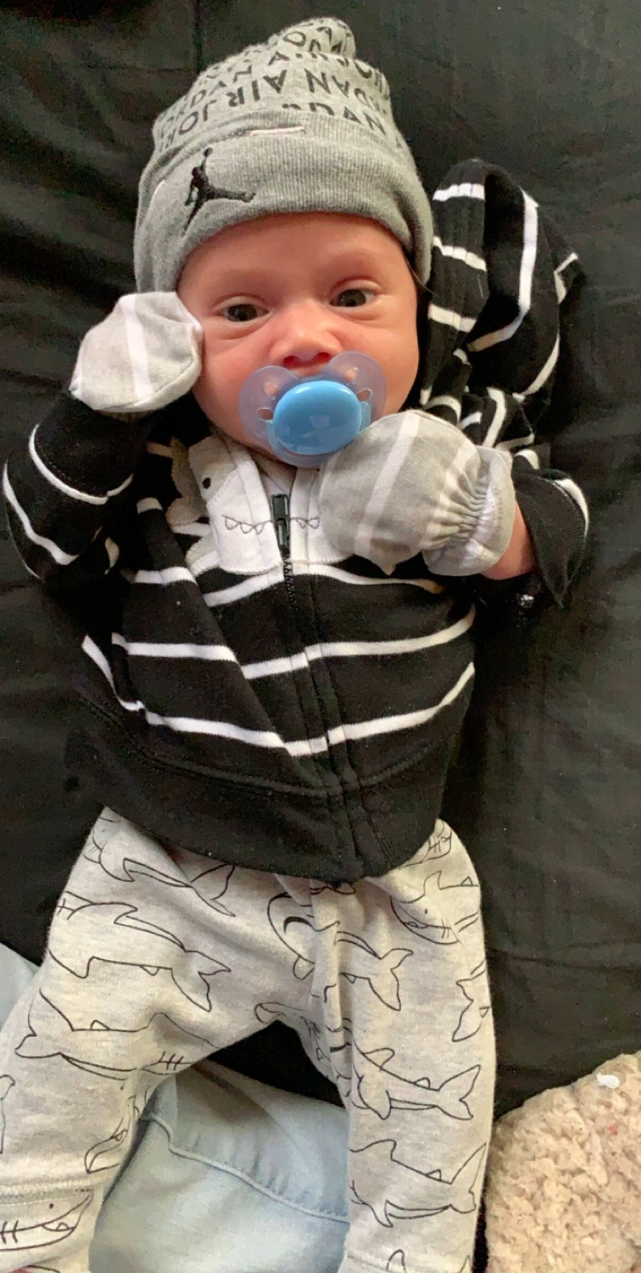 Zakai is registered to the contest to win money with this photo: baby, cheek, child, headwear, nose, person, play, smile, toddler