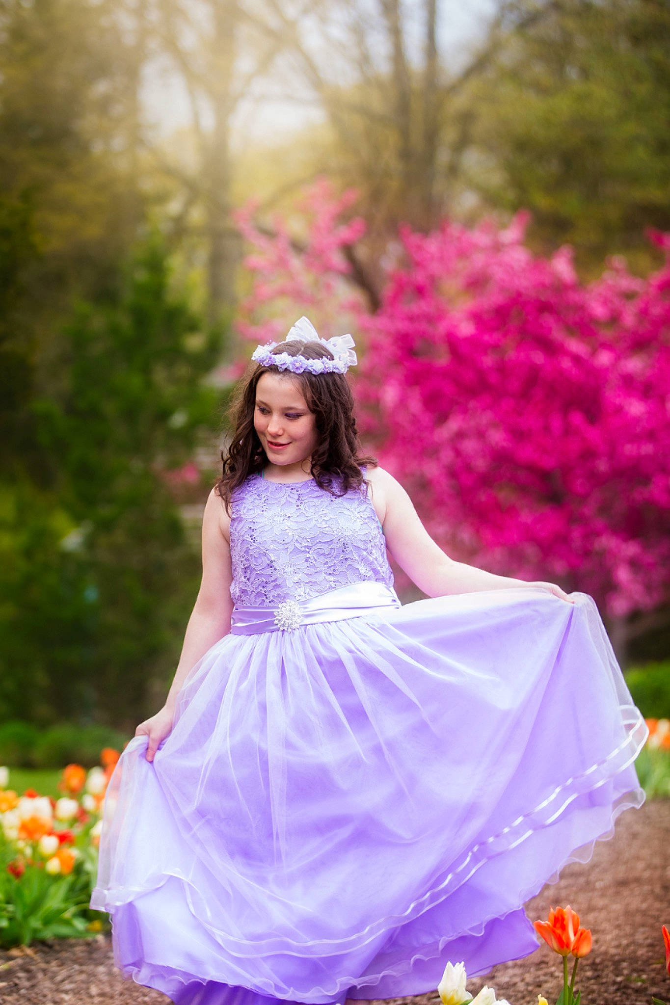 Kaleigh joined the competition — help win amazing prizes! botany, bridal_clothing, dress, flash_photography, flower, gown, grass, happy, joy, leaf, magenta, nature, people_in_nature, person, petal, photograph, pink, plant, purple, red