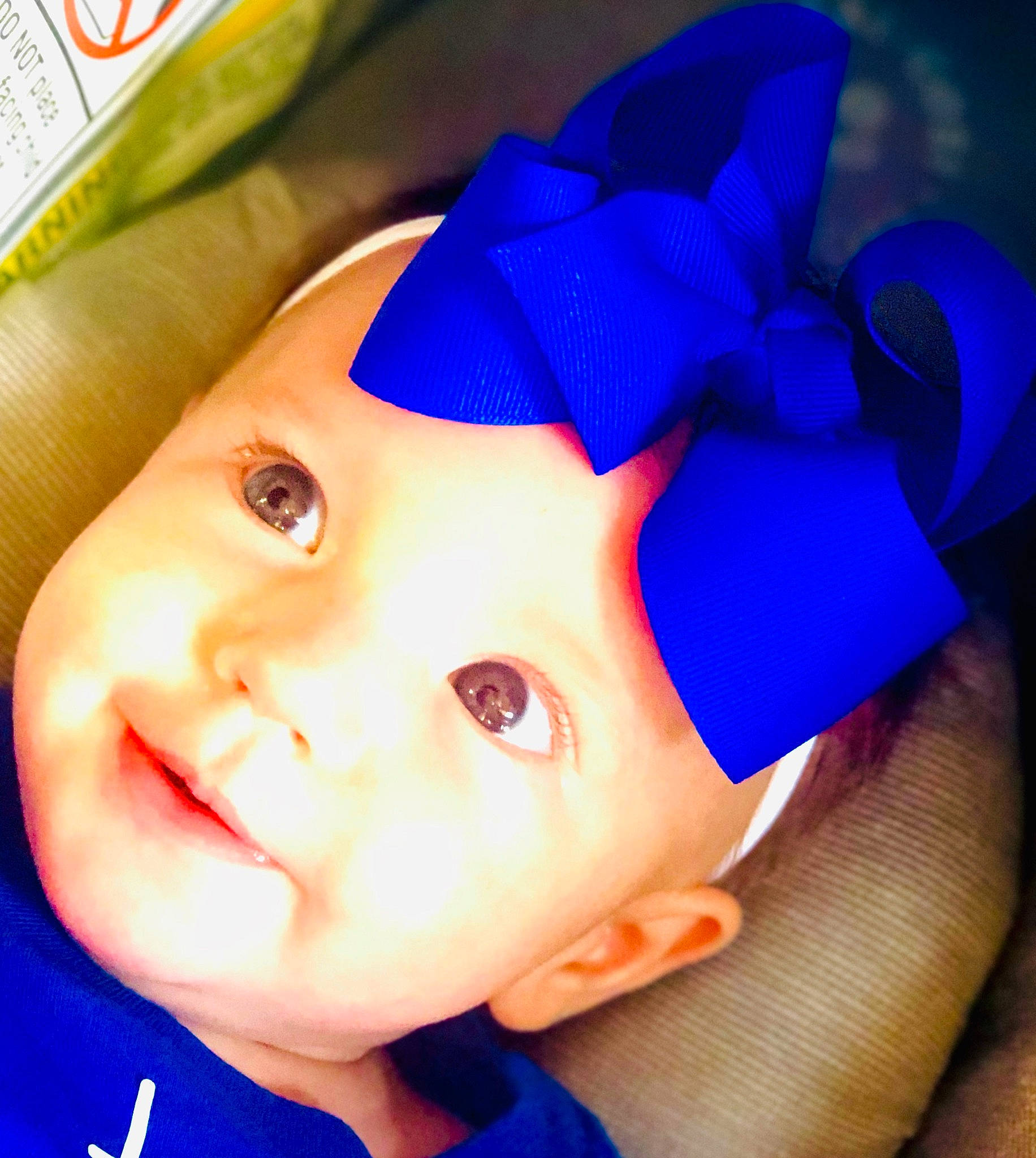 Boston joined the competition — help win amazing prizes! baby, baby_products, baby_toddler_clothing, blue, cheek, child, chin, costume_accessory, costume_hat, electric_blue, forehead, lip, mouth, party_supply, person, pleased, ribbon, skin, toddler