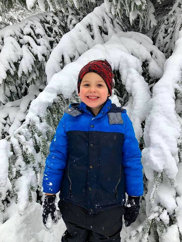 Tommy joined the competition — help win amazing prizes! child, freezing, geological_phenomenon, ice, joy, outerwear, person, playing_in_the_snow, recreation, smile, snow, tree, winter