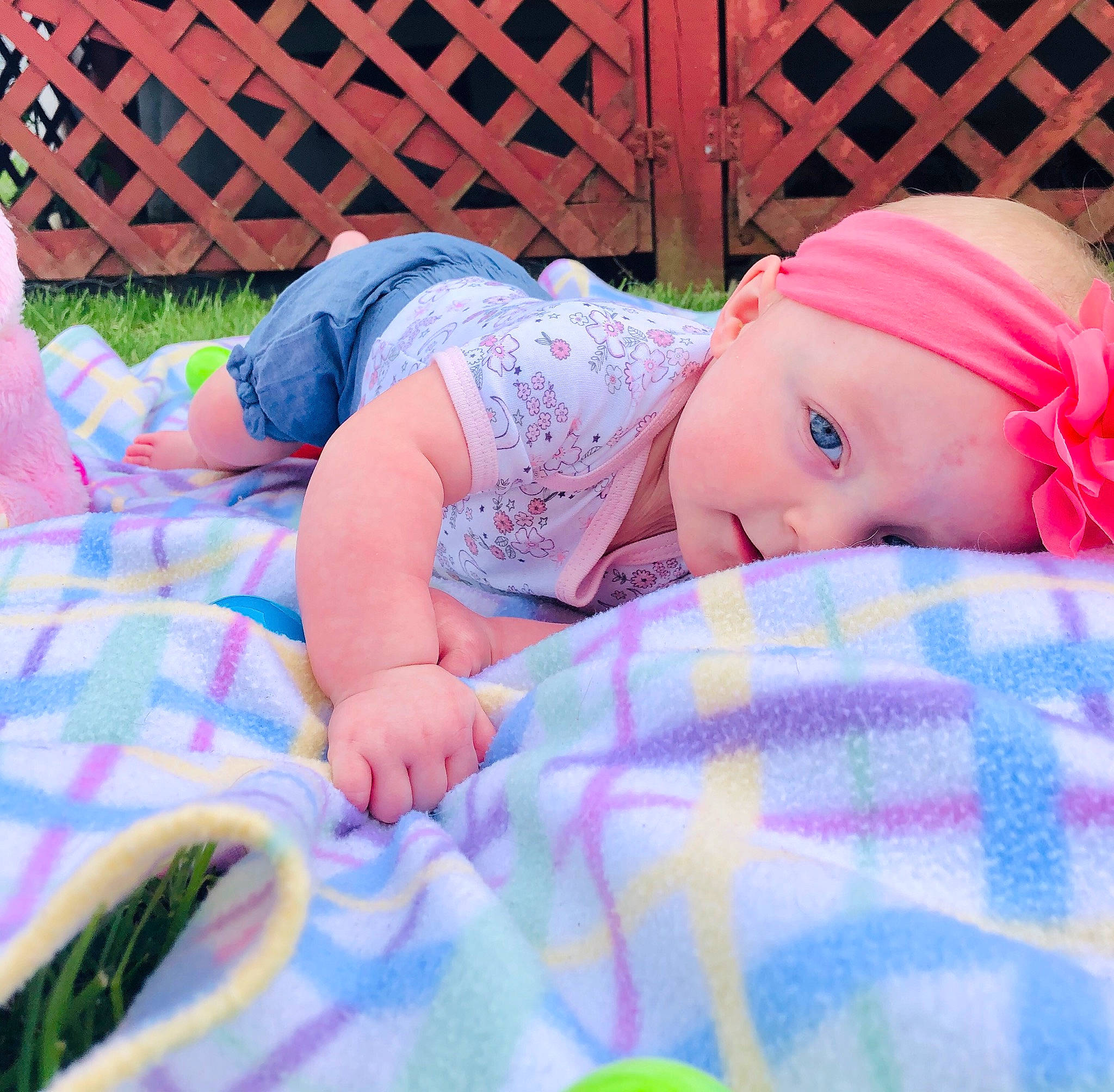 Layla joined the competition — help win amazing prizes! baby, baby_products, beauty, bedding, blanket, child, grass, headgear, headwear, leisure, linens, nap, pattern, person, pink, play, product, skin, sleep, textile