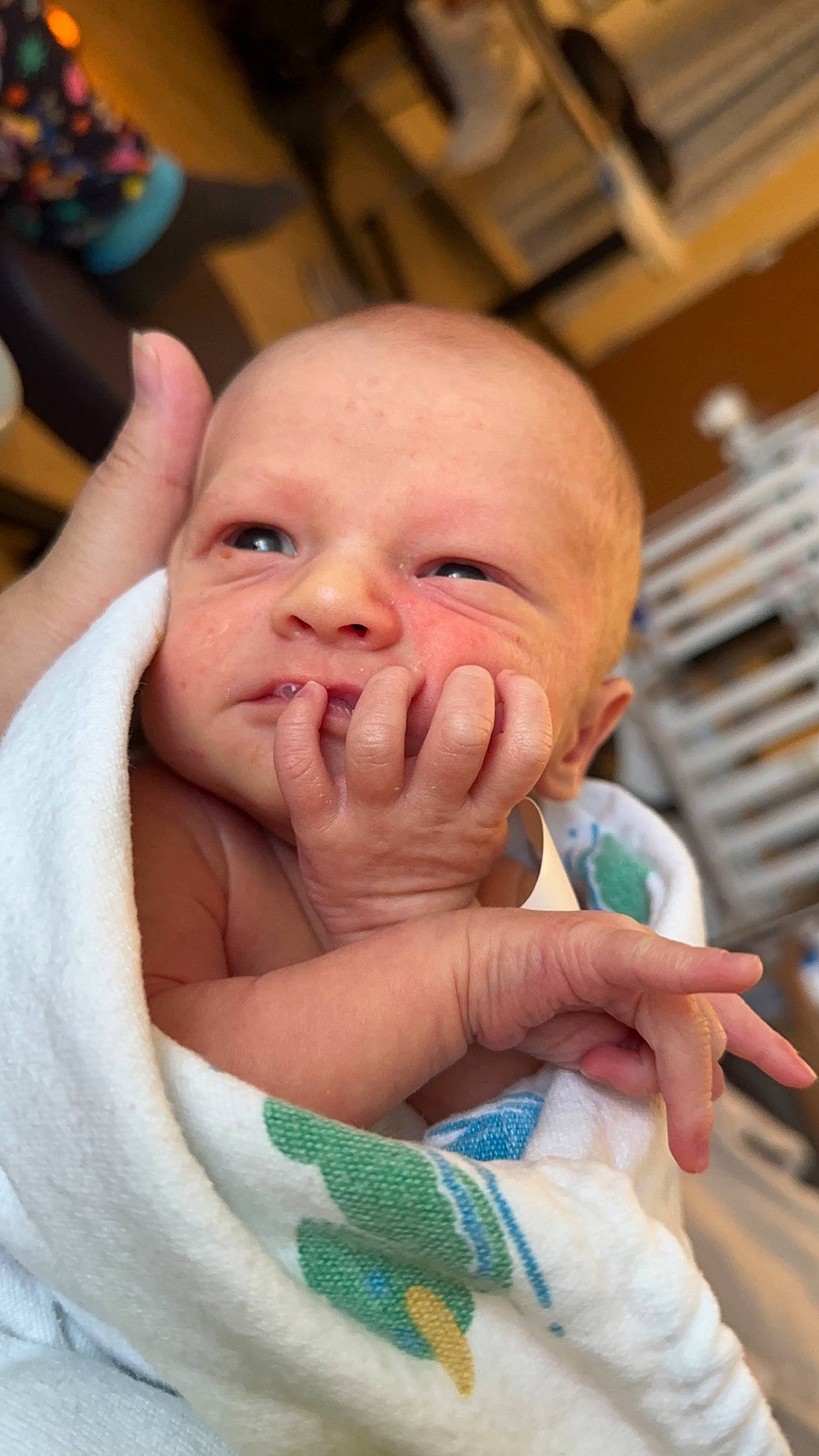 Malachai is registered to the contest to win money with this photo: baby, cheek, child, comfort, event, eyebrow, finger, gesture, hand, happy, iris, nail, nose, person, skin, smile, tableware, thumb, toddler, tooth