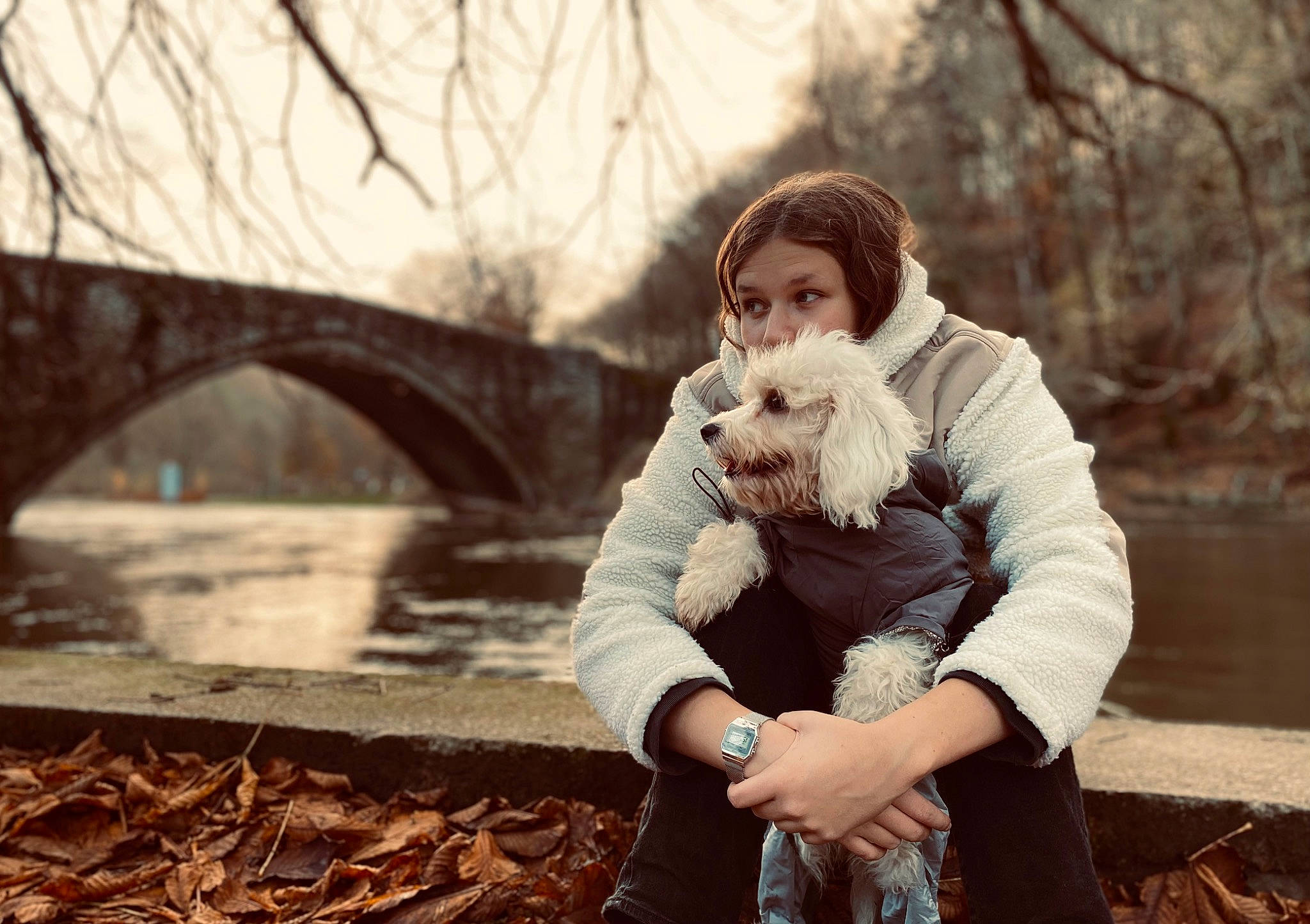 Merlin a rejoint le concours — aidez-le/la à gagner de superbes lots ! beard, black_hair, companion_dog, fawn, flash_photography, fur, grass, happy, long_hair, monochrome, monochrome_photography, people_in_nature, plant, sitting, sporting_group, sunlight, toy, tree, vintage_clothing, winter