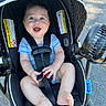 Daniel joined the competition — help win amazing prizes! baby, black_stroller, blue_eyes, car_seat, child, cute, fan, foot, hand, happiness, infant, onesie, outdoor, person, portrait, seatbelt, smiling, stroller, summer, sunlight