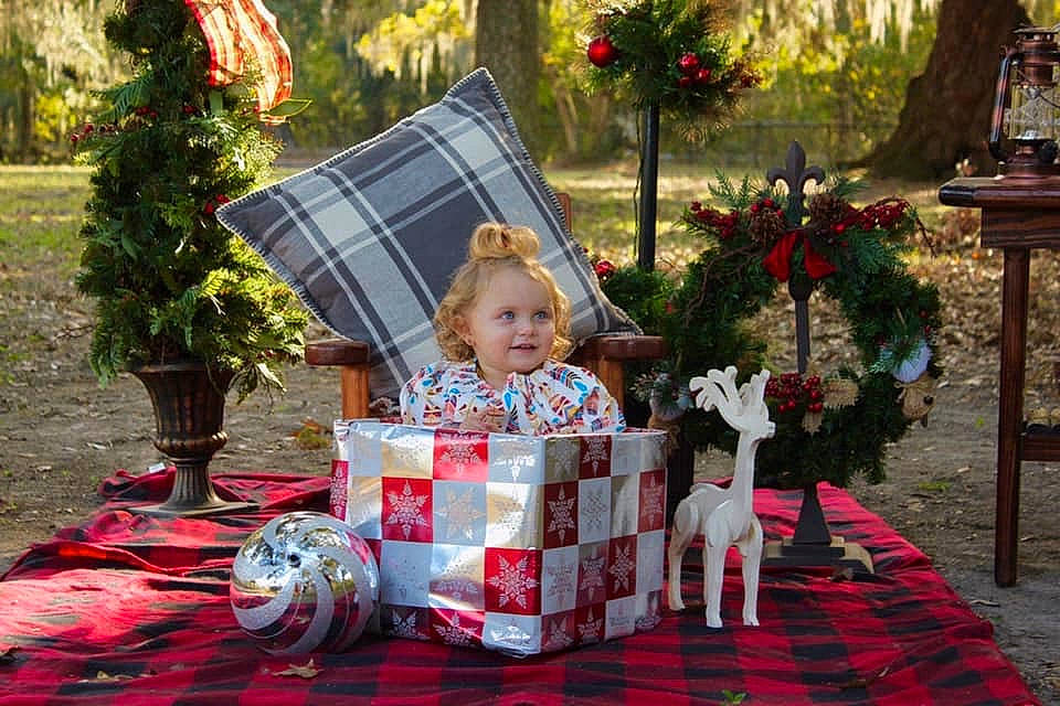 Evalynn is registered to the contest to win money with this photo: child, christmas, christmas_eve, christmas_tree, event, holiday, pattern, person, toddler