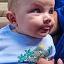 Oakley is registered to the contest to win money with this photo: baby, blue_eyes, child, closeup, clothing, cute, cute_expression, expression, face, hand, holding, indoor, infant, light_blue_shirt, person, skin, soft_skin, tongue_out, tropical_print, young_child