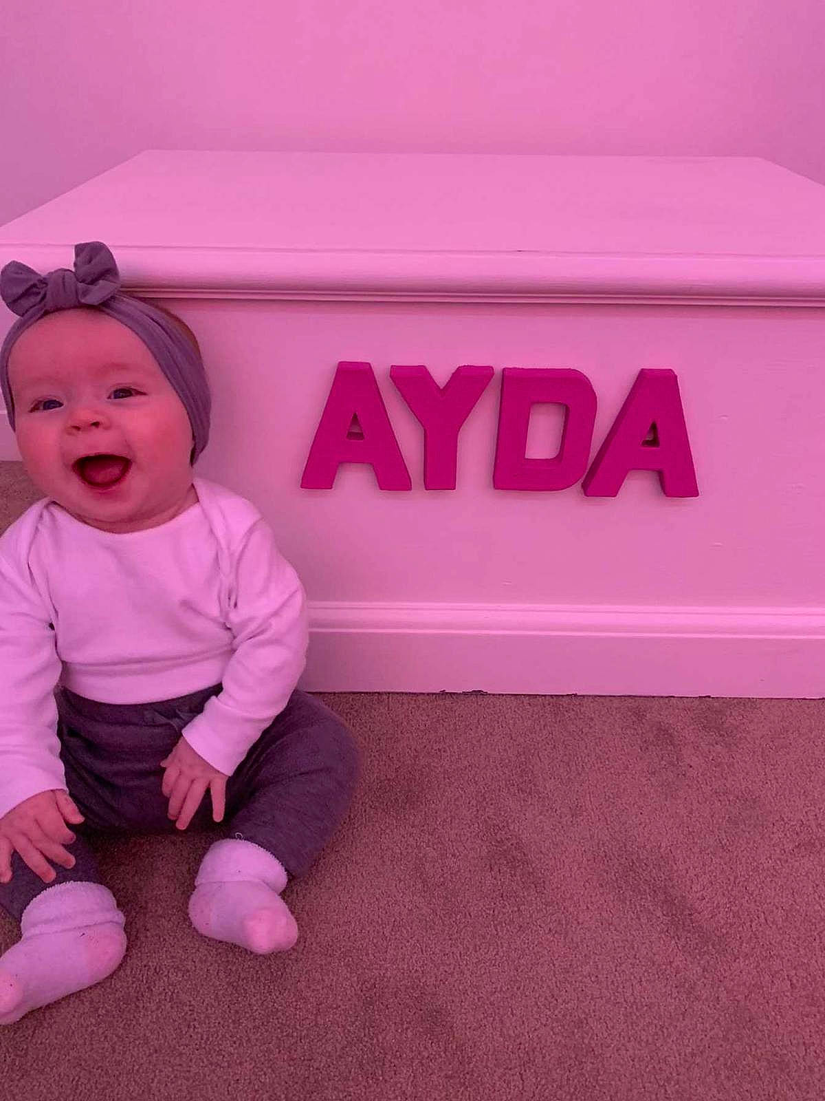 Ayda is registered to the contest to win money with this photo: baby, child, magenta, person, pink, play, purple, smile, toddler, violet