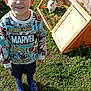 Cruze joined the competition — help win amazing prizes! child, boy, smiling, marvel, spiderman, sweater, boots, rabbit, rabbit_hutch, grass, outdoor, sunny, brick_wall, window, pet, animal, young, cute, happy, casual