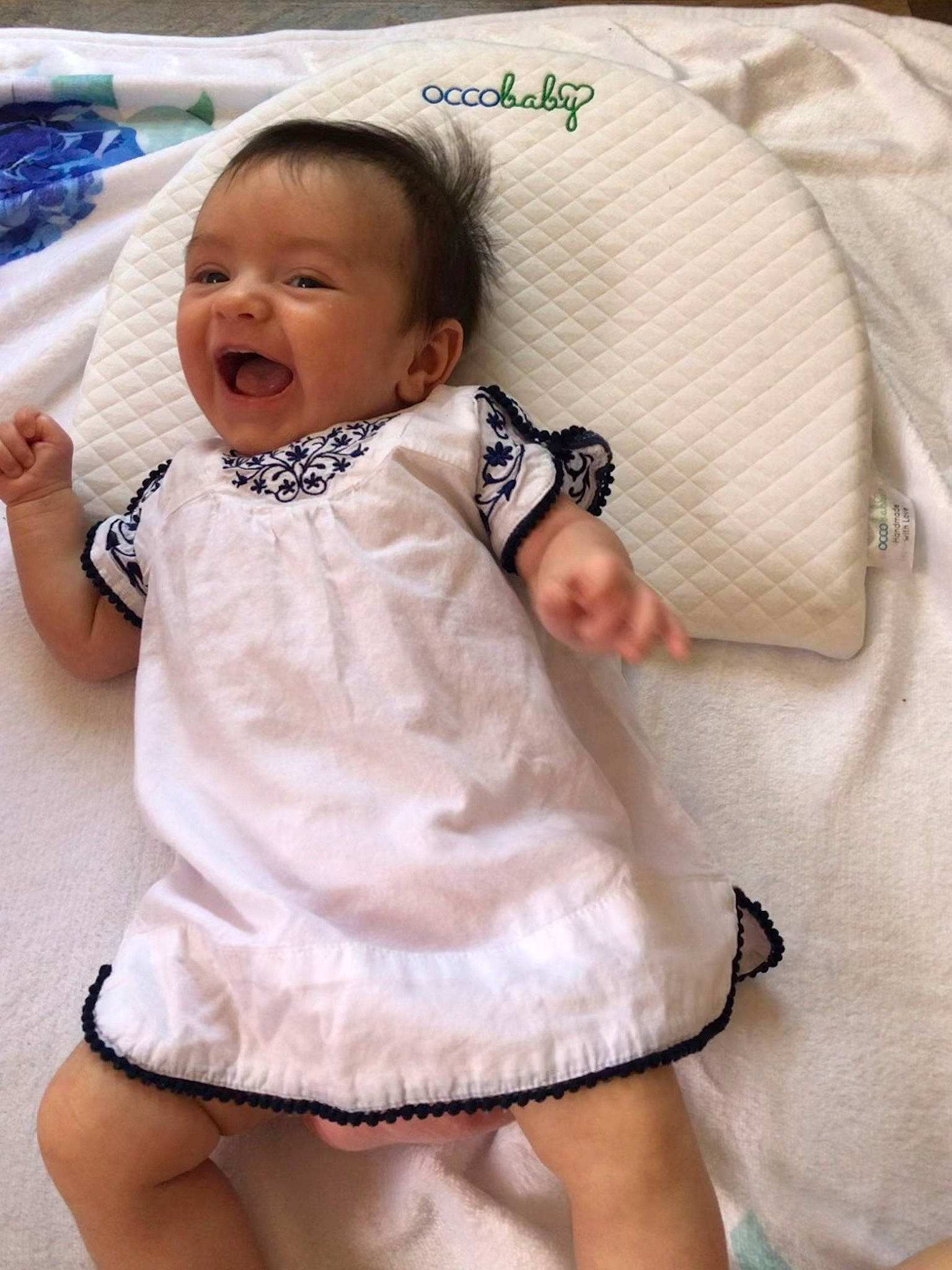 Mabel joined the competition — help win amazing prizes! baby, baby_safety, baby_toddler_clothing, cheek, child, collar, comfort, face, finger, happy, head, linens, pattern, person, pink, skin, sleeve, smile, thigh, toddler