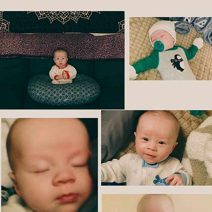 Miloh is registered to the contest to win money with this photo: art, baby, bed, bodypart, clothing, collage, couch, cushion, face, finger, furniture, glove, hat, head, homedecor, newborn, person, photography, portrait, sleeping