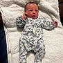 Cătalină joined the competition — help win amazing prizes! baby, newborn, infant, onesie, floral_pattern, towel, lying_down, cute, expression, face, small_hands, small_feet, sleepwear, white_towel, blue, skin, mouth_open, eyes_open, indoor, portrait