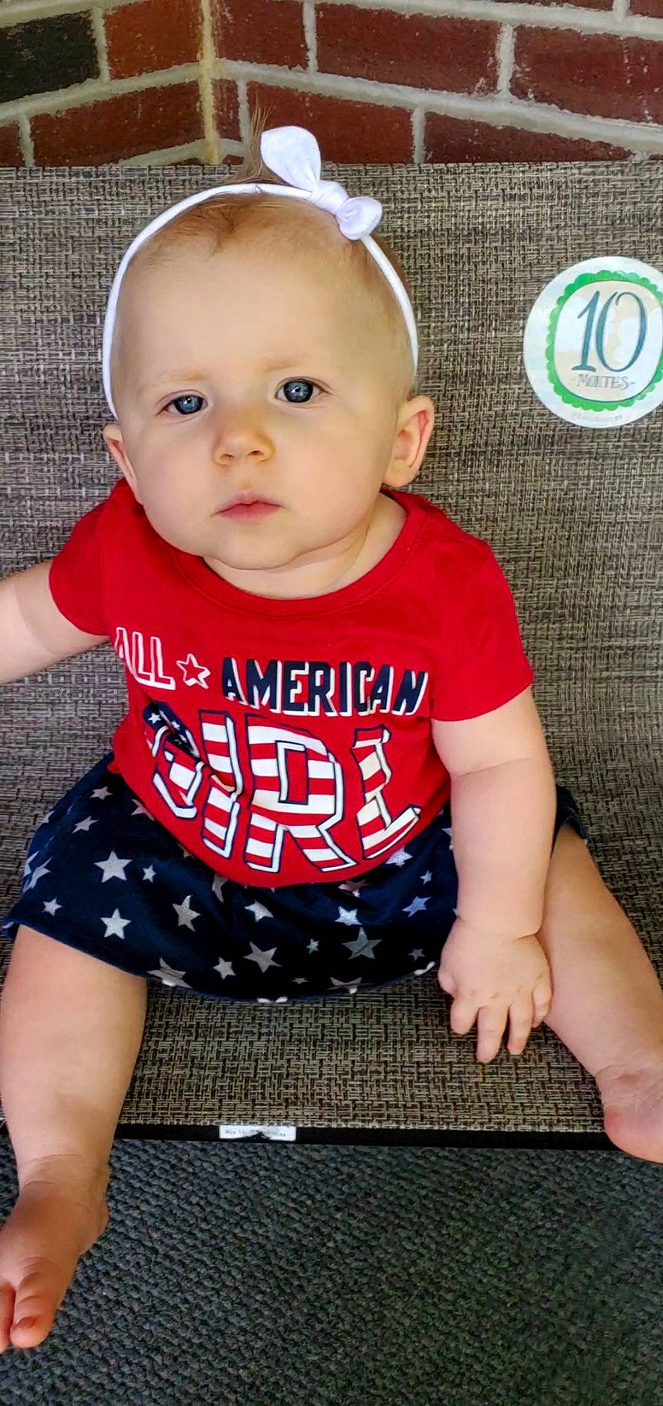 Kynzlee joined the competition — help win amazing prizes! baby, baby_products, baby_toddler_clothing, child, person, product, sitting, sleeve, smile, t_shirt, toddler