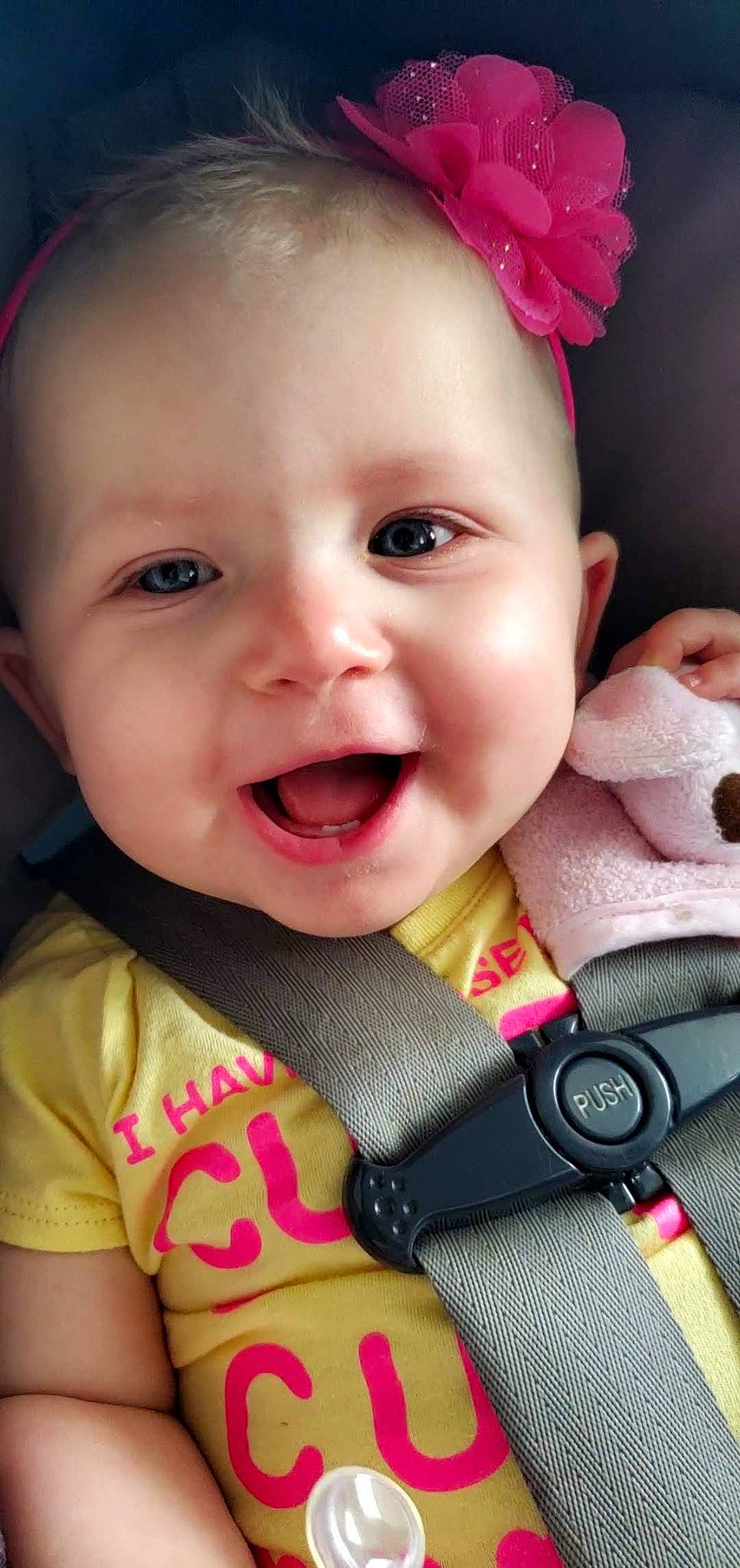 Kynzlee joined the competition — help win amazing prizes! baby, beauty, cheek, child, chin, close_up, eye, face, facial_expression, forehead, head, headgear, lip, mouth, nose, person, pink, product, skin, smile