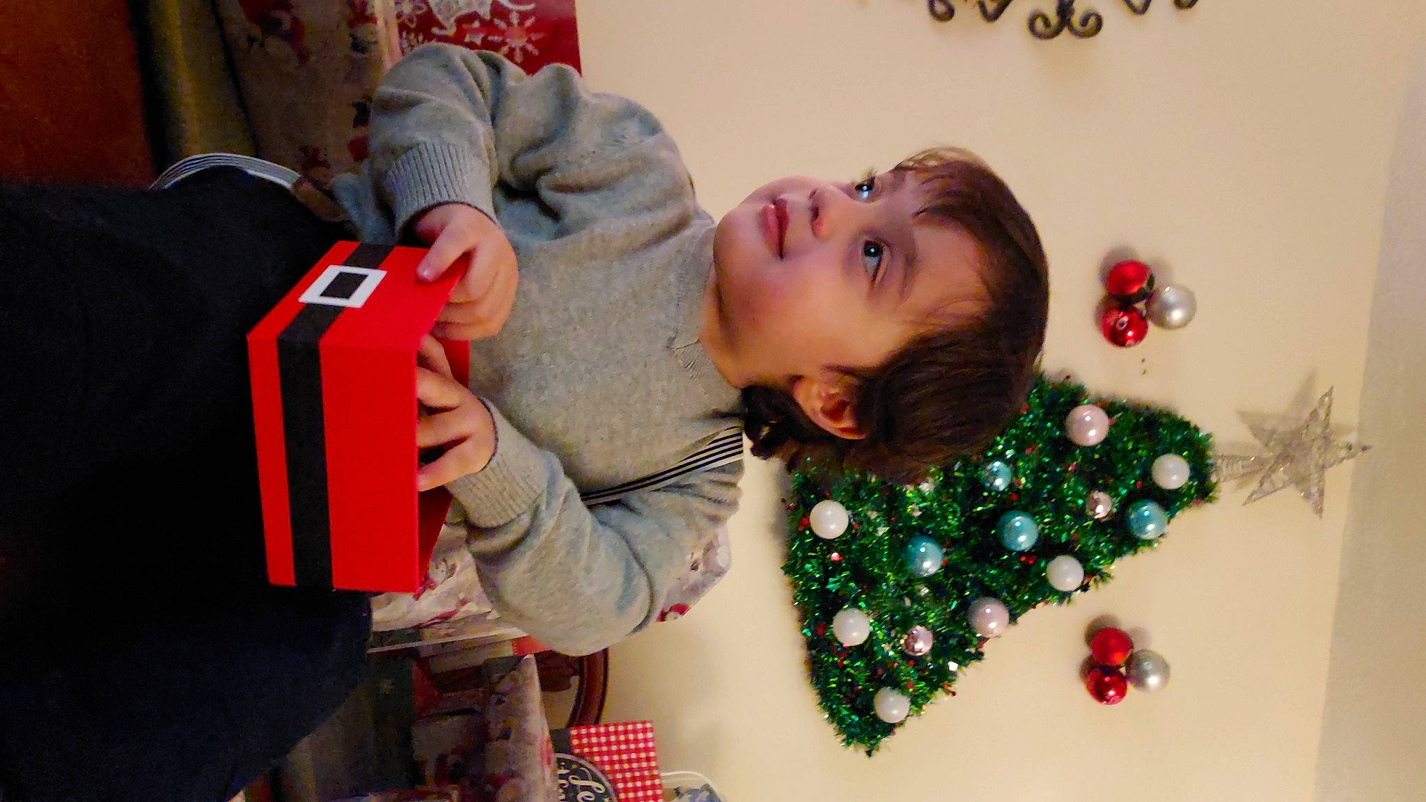 Thiago joined the competition — help win amazing prizes! carmine, child, christmas, christmas_decoration, christmas_eve, christmas_ornament, christmas_tree, event, eye, facial_expression, fun, hairstyle, happy, holiday, holiday_ornament, human_body, person, red, room, toddler