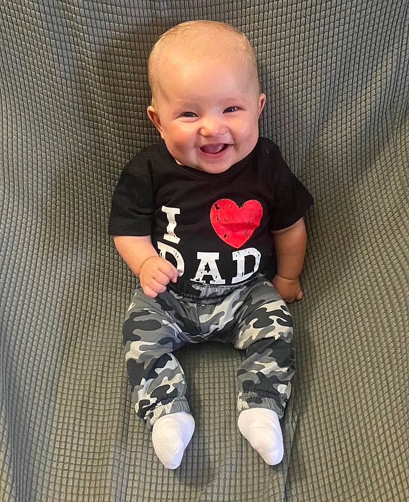 Leroy joined the competition — help win amazing prizes! arm, baby, baby_toddler_clothing, cheek, clothing, eye, face, grey, happy, head, human_body, leg, outerwear, person, product, shirt, skin, sleeve, smile, t_shirt
