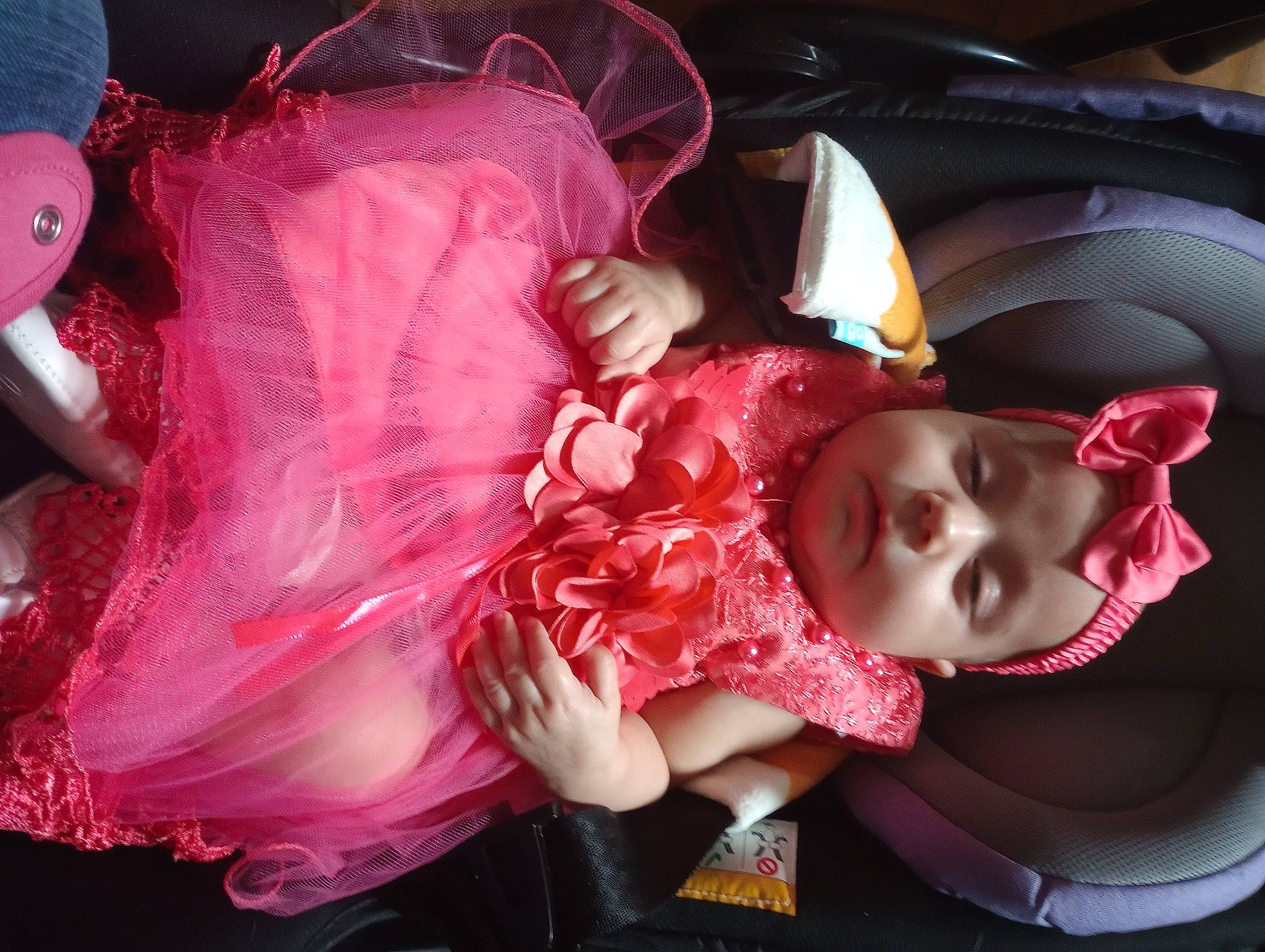 Brylnn joined the competition — help win amazing prizes! baby, baby_toddler_clothing, carmine, cheek, child, costume, doll, dress, embellishment, event, eyelash, fashion_accessory, fun, headgear, headwear, magenta, person, pink, purple, textile