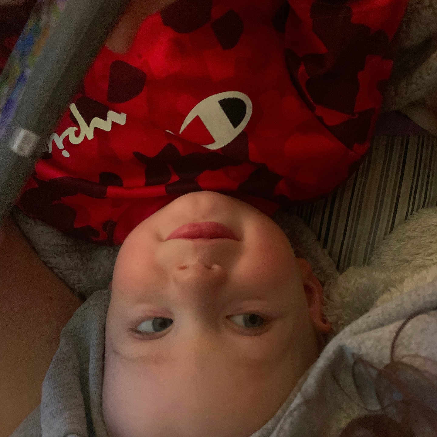Everest is registered to the contest to win money with this photo: baby, bed, blanket, bodypart, clothing, crib, cushion, face, finger, furniture, hand, hat, head, homedecor, infantbed, newborn, person, photography, portrait, quilt