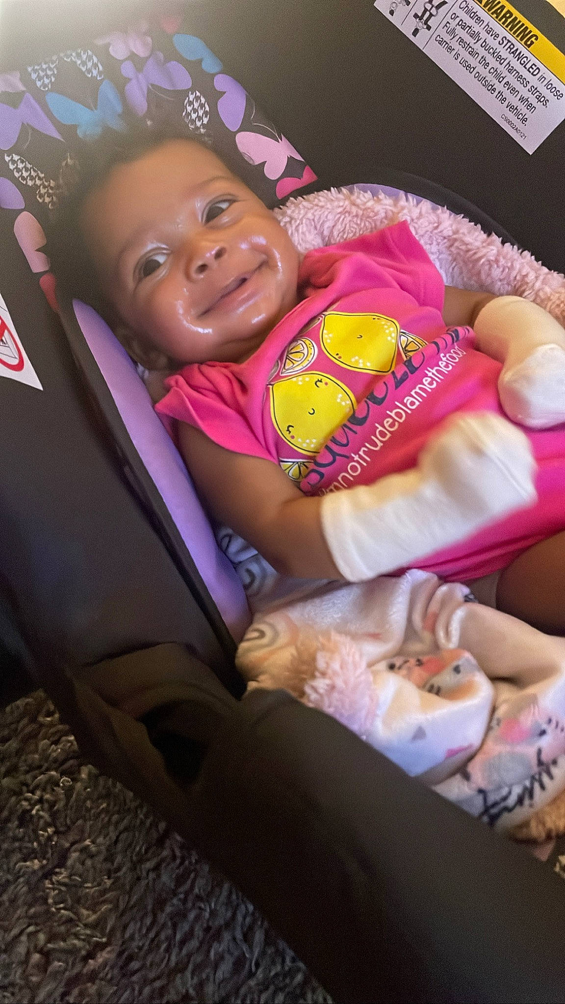 Laia joined the competition — help win amazing prizes! baby, baby_carriage, baby_products, baby_toddler_clothing, car_seat, child, comfort, event, eye, fun, happy, joy, lap, magenta, mammal, person, pink, sitting, skin, smile