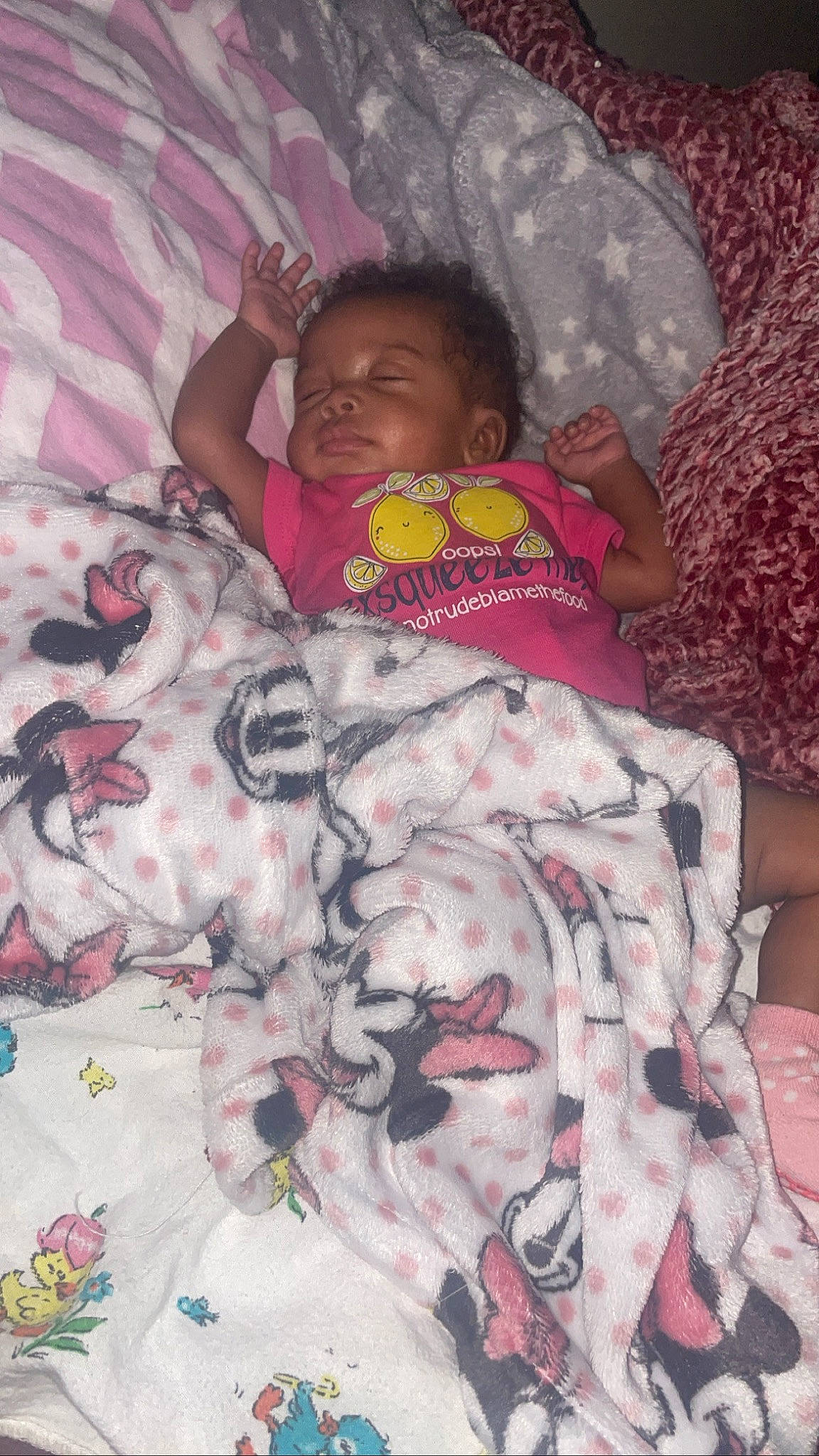 Laia joined the competition — help win amazing prizes! baby, baby_products, baby_toddler_clothing, bed, bed_sheet, bedding, bedtime, carmine, child, comfort, flesh, linens, magenta, pattern, person, pink, room, skin, sleeve, textile